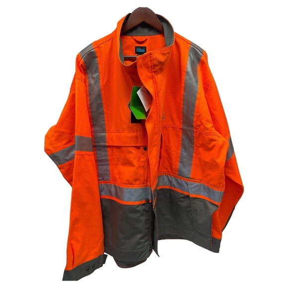 Sandvik High Visibility Mens 4XL 3M Reflective Orange Gray Work Wear Jacket